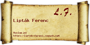 Lipták Ferenc névjegykártya